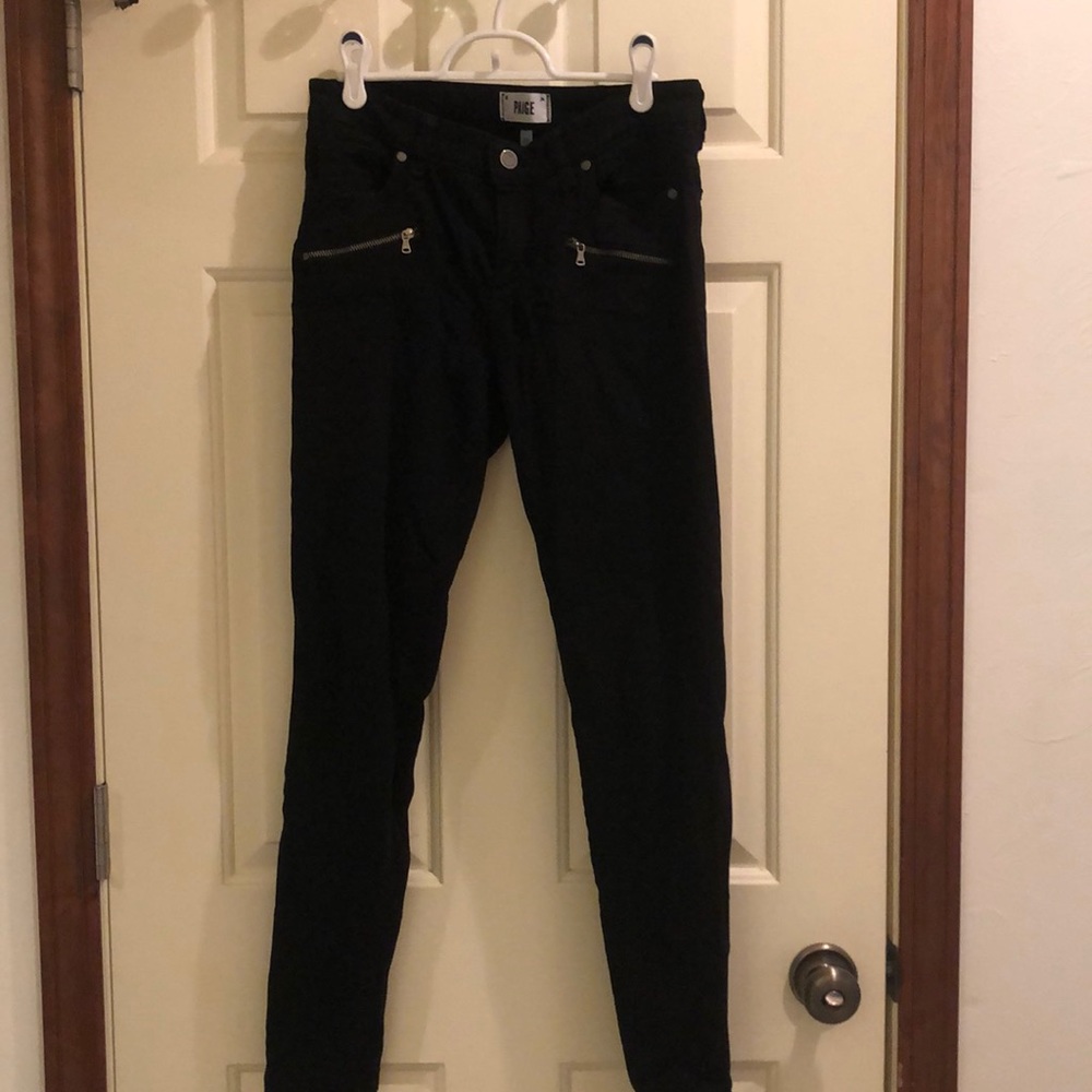 Paige denim black jeans size 29 zippered pockets
